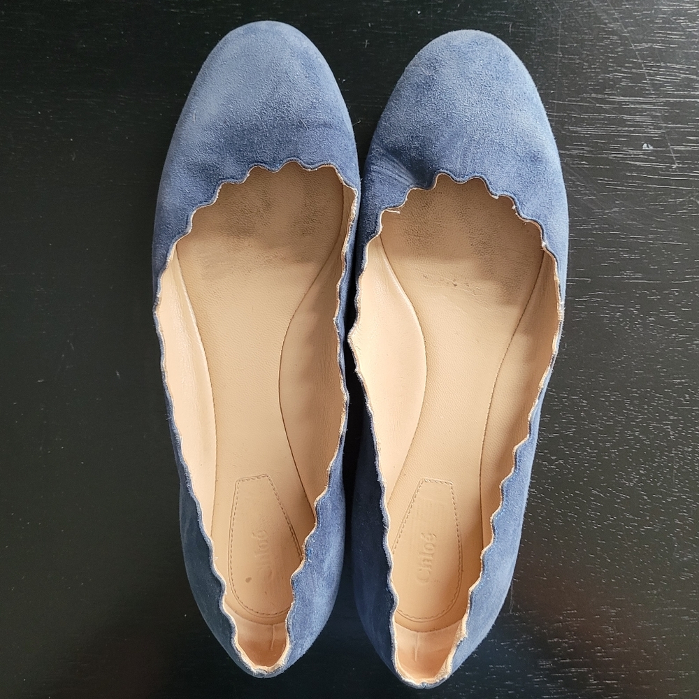 Chloe - Lauren scalloped suede flats size 38/7.5us